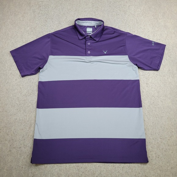 Callaway Golf Polo Shirt Mens Large Purple Colorblock Short Sleeve Performance‎ - Picture 3 of 9